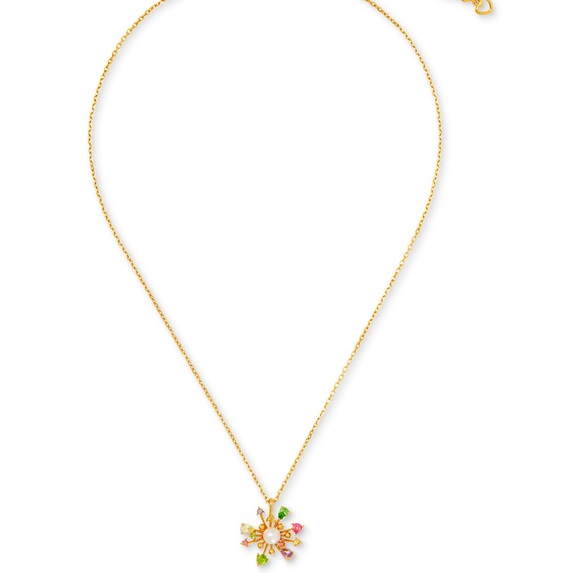 New Kate Spade Gold-Tone Multicolor Flower  Pendant - Picture 3 of 9